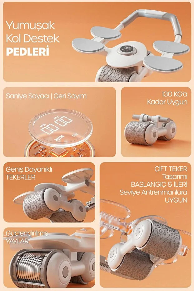 6 Bölge Karın Egzersiz Aleti Ab Roller Mekik Telefon Standlı Evde Spor Kas Yapma Aleti 